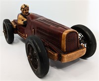 Hand Carved/Painted Race Car with Driver