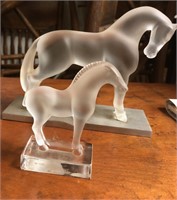 Lalique Crystal Horses 1 lg  1 sm