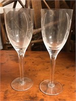 Lalique  Two Crystal Toasting Glasses with Cherubs