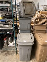 4 Grey Plastic Trash Cans