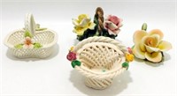 * 4 Small Italian Porcelain Baskets