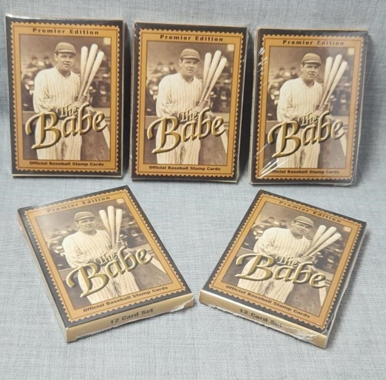 5 Packets of 12 cards ea. Babe Ruth gilded in