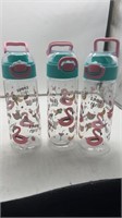 3 flamingo summer 20oz water bottles