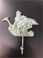 Wall hanging coat hook of mermaid and dolphin ridi