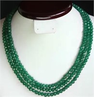 376.00 cts Natural Emerald Beads Necklace