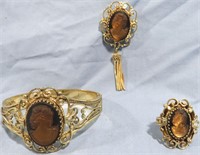 VINTAGE WHITING & DAVIS CAMEO BRACELET/RING/BROOCH