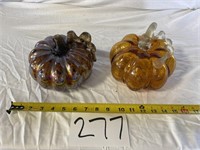 2 Glass Pumpkins