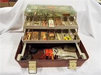 Large Tackle Box 3 Tray with Vintage Lures Hooks