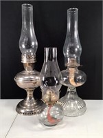 (3) large Oil Lamps