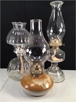 (3) large Oil Lamps