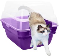 Foldable Jumbo Hooded Cat Litter Box (Purple)