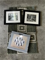 Rug and framed pictures