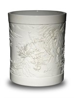 Chinese White Porcelain Brush Pot, Modern