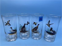 Vintage Set of 4 Bird/Game Glasses