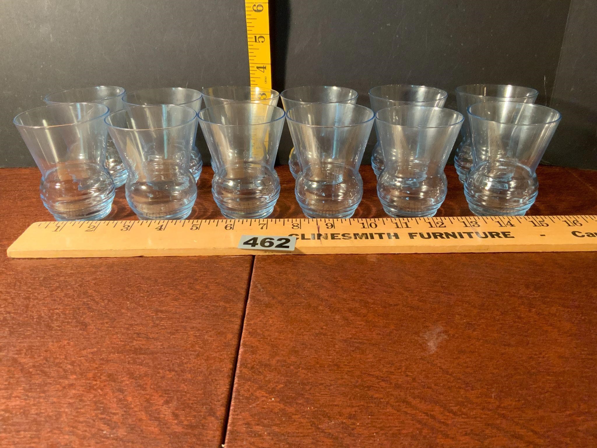 12 Vintage Seneca Streamline Ribbed Juice Glasses