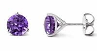 Round 3.50 ct Natural Amethyst Stud Earrings