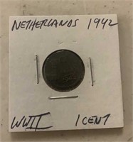 1942 FOREIGN COIN-NETHERLANDS WWII