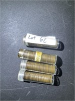 FOUR ROLLS OF 1960S PENNIES