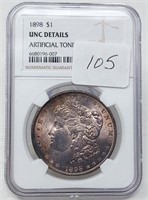 1898 Silver Dollar NGC Unc. Details-Artificial