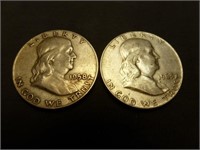 2pc US Franklin Half Dollars - 1958 & 1963