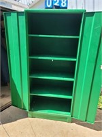 green metal storage cabinet