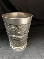 4.25 “ VINTAGE EMBOSSED PEWTER CUP