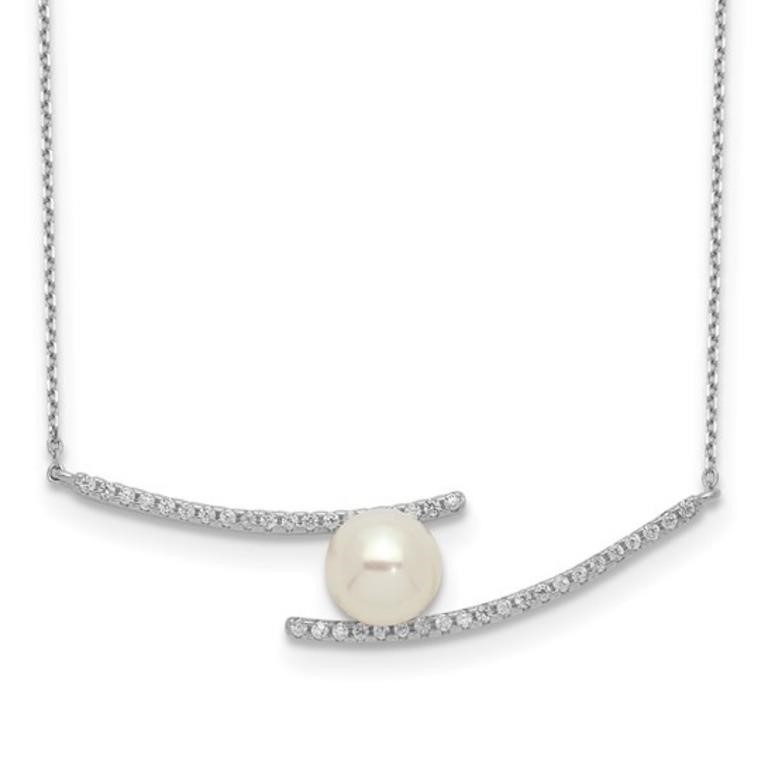 Sterling Silver- Fresh Water Pearl Modern Necklace
