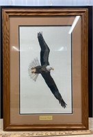 Framed Cross Stitch Eagle "Forever Free" (19.5"