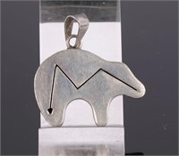 ZUNI STERLING Silver Bear Pendant