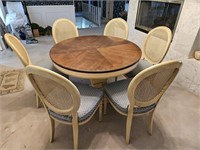 Dining table, 6 round back chairs, 2 leaves