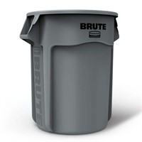 Brute 55 Gal. Gray Plastic Round Trash Can and Red