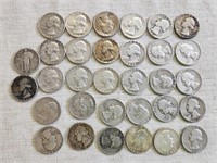 32 US Silver Quarters Coins Lot