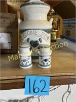 MILK CAN  COOKIE JAR W/ SALT AND PEPPER SHAKERS