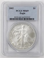 2002 Graded PCGS MS69 Silver Eagle Coin