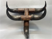 Antique Western 5 Buffalo Horn Hat & Gun Rack