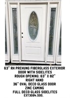 63" RH Prehung Exterior Door w/ Sidelites