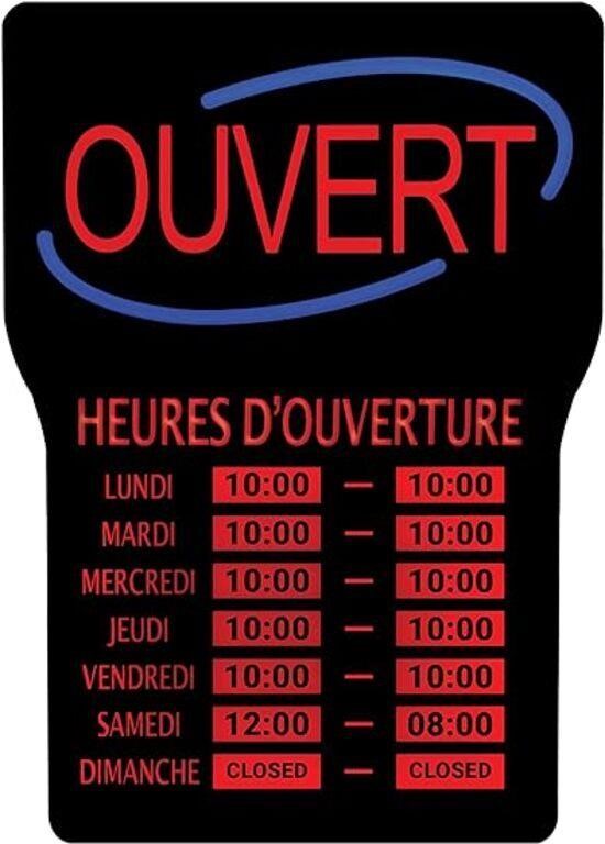 FRENCH LED Open Sign with Business Hours