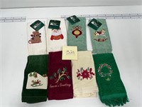 Holiday Guest towels Santa Snowman poinsettia