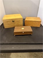 3 Wooden Trinket Boxes