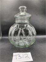 Large Glass Lidded Jar-app 9" across, 14" tall