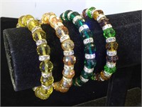 4- crystal/glass stretch bracelets by Kalifano