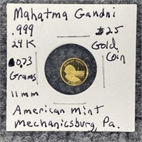 American Mint 24K Gold Coin 0.73 grams Ganghi
