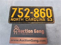 North Carolina Bike Plate 1953