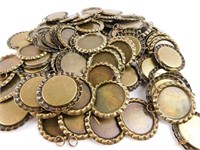 100 Flattened Bottle caps with Split rings - Brass