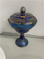 Vintage carnival glass candy dish (approx 10”