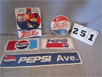 Lot of metal Pepsi Cola signs