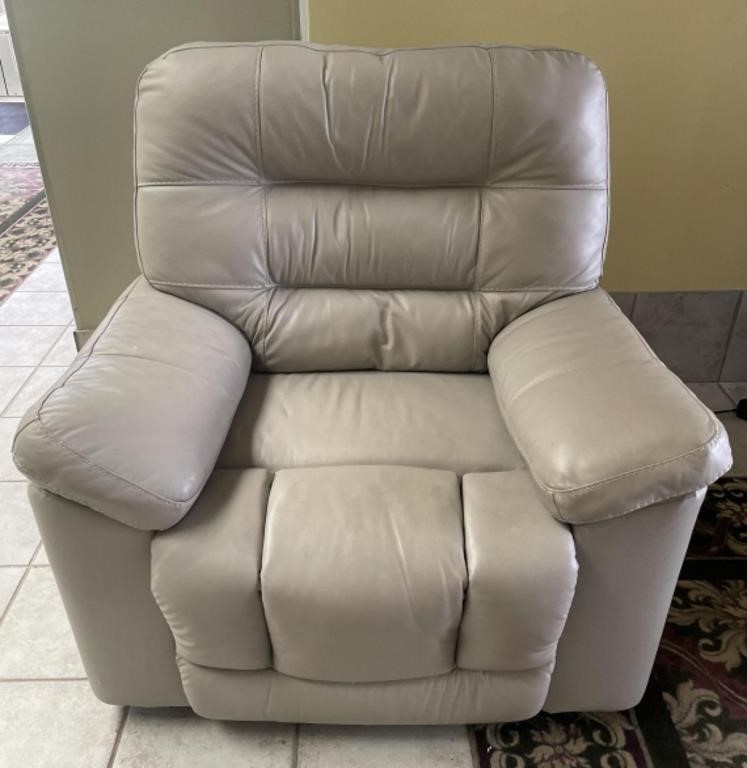 Ashley Taupe Leather Rocking Recliner (B)