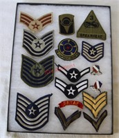 Vintage Military Patches & Medals in Display Case