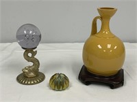Mustard Vase on Stand, Paperweights