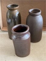 3 Stoneware Jars